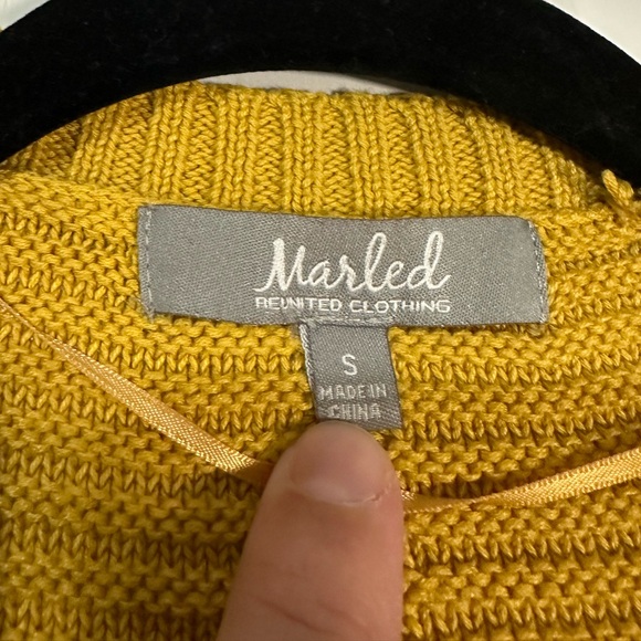 Marled by Reunited clothing size small mustard yellow open front cardigan - Picture 3 of 6